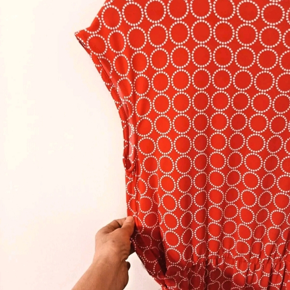 Banana Republic Women Orange Small Wrap Dress Geometric Print Knee Length - Picture 5 of 9